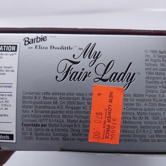 Barbie Eliza Doolittle in My Fair Lady 1995 Mattel 15497 Unopened - Picture 11 of 12